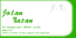 jolan natan business card